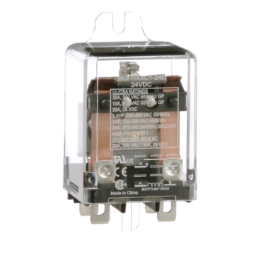 Schneider Electric Power Relay; 30A; SPST-NO; 24VDC; 11-Blade w/ flange mount; Mechanical Indicator